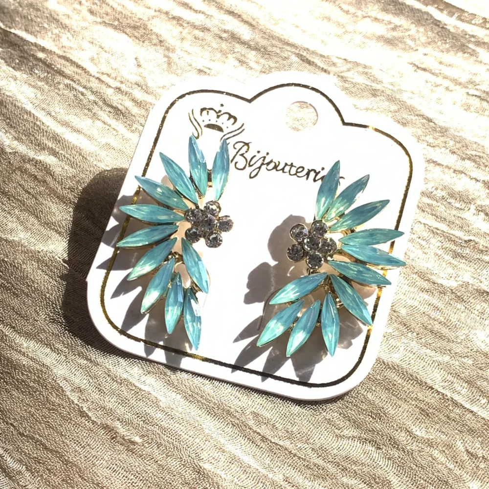 Opal Lake Blue Crystal Peacock Earings