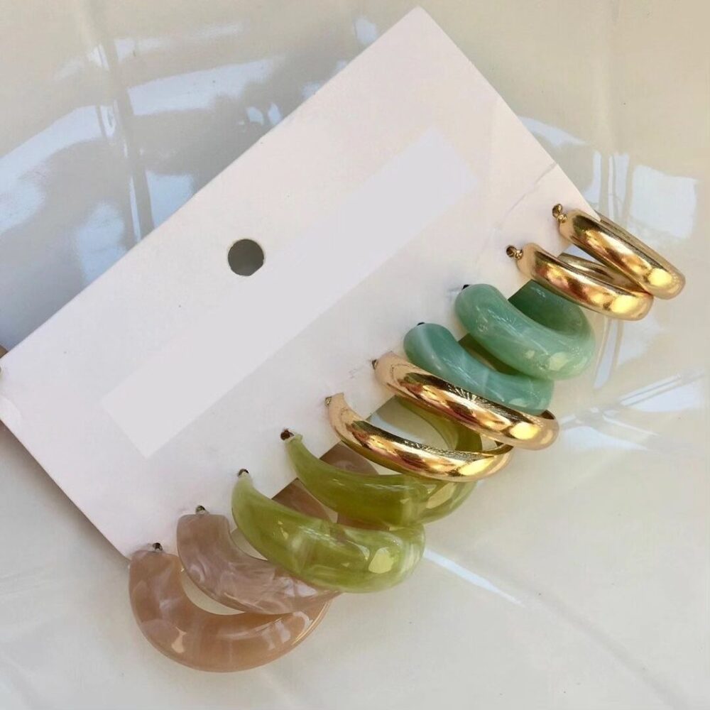 5 pairs Multicolor Hoop Set