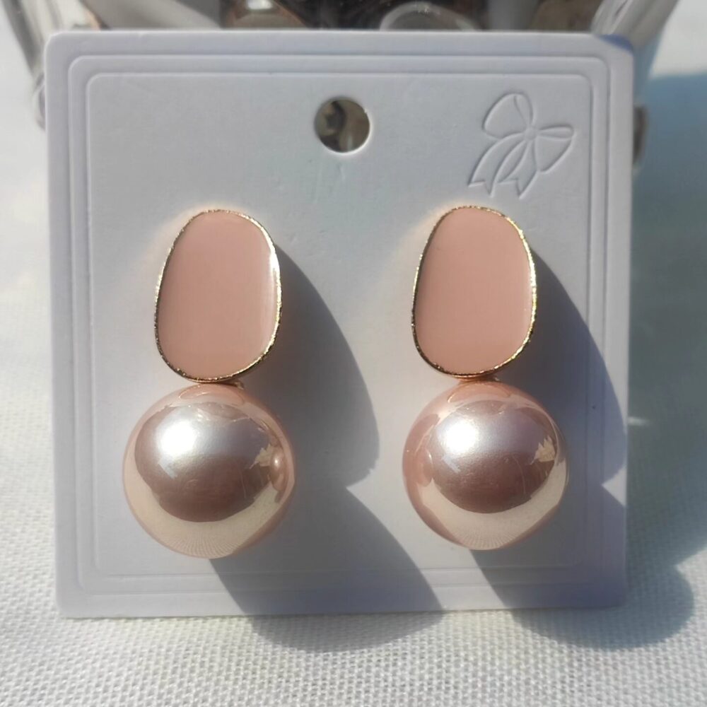 Pink Pearl Bead Studs