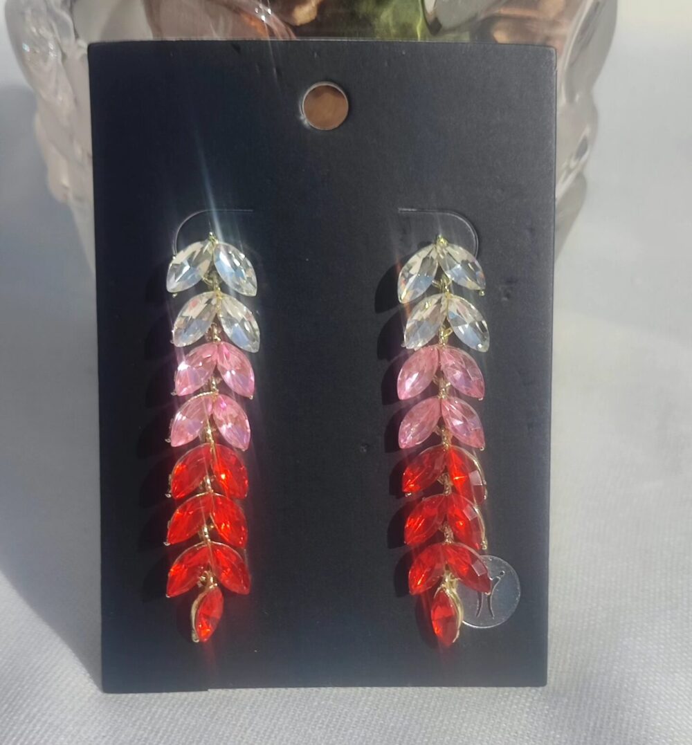 Red Leaf Rhinestone Earings