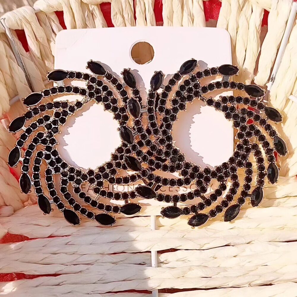 Black Spiral Rhinestone Earings