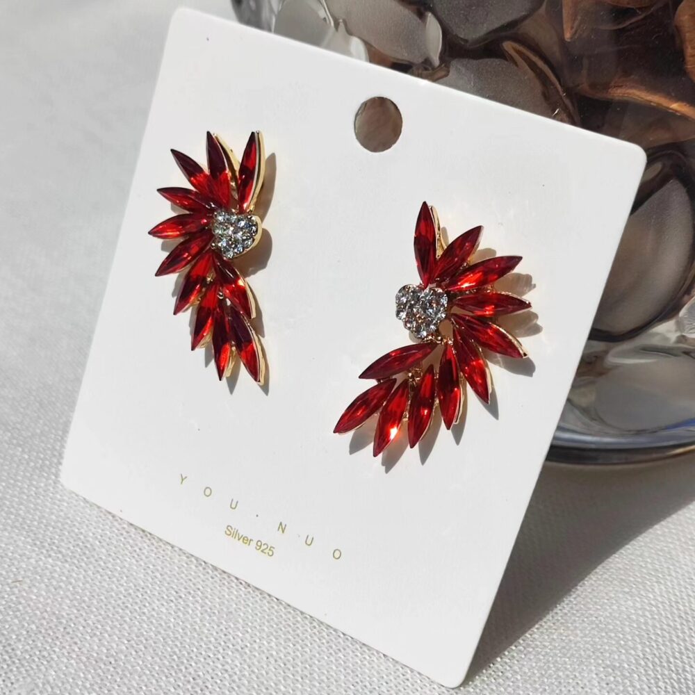 Red Crystal Peacock Earings