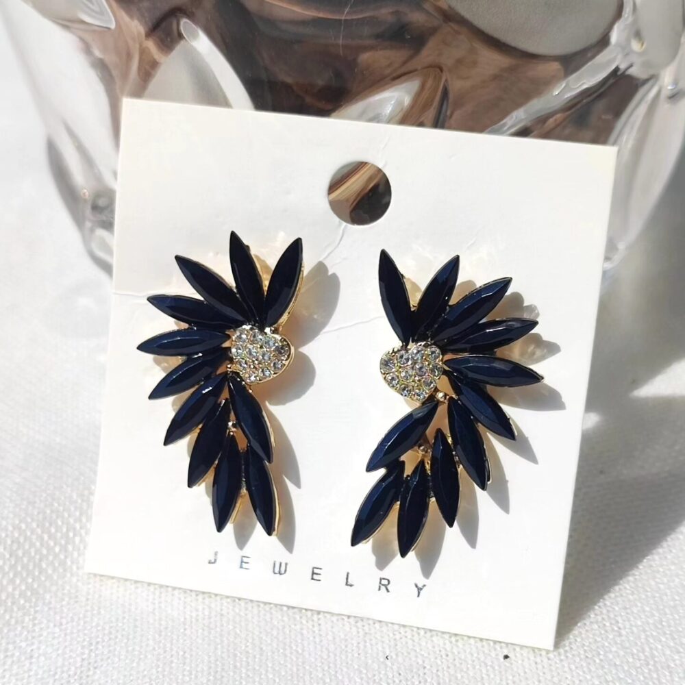 Black Crystal Peacock Earings