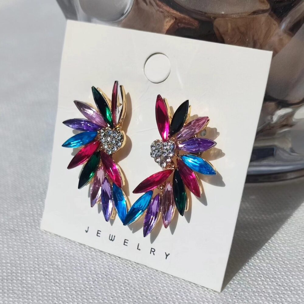 Multicolour Crystal Peacock Earings