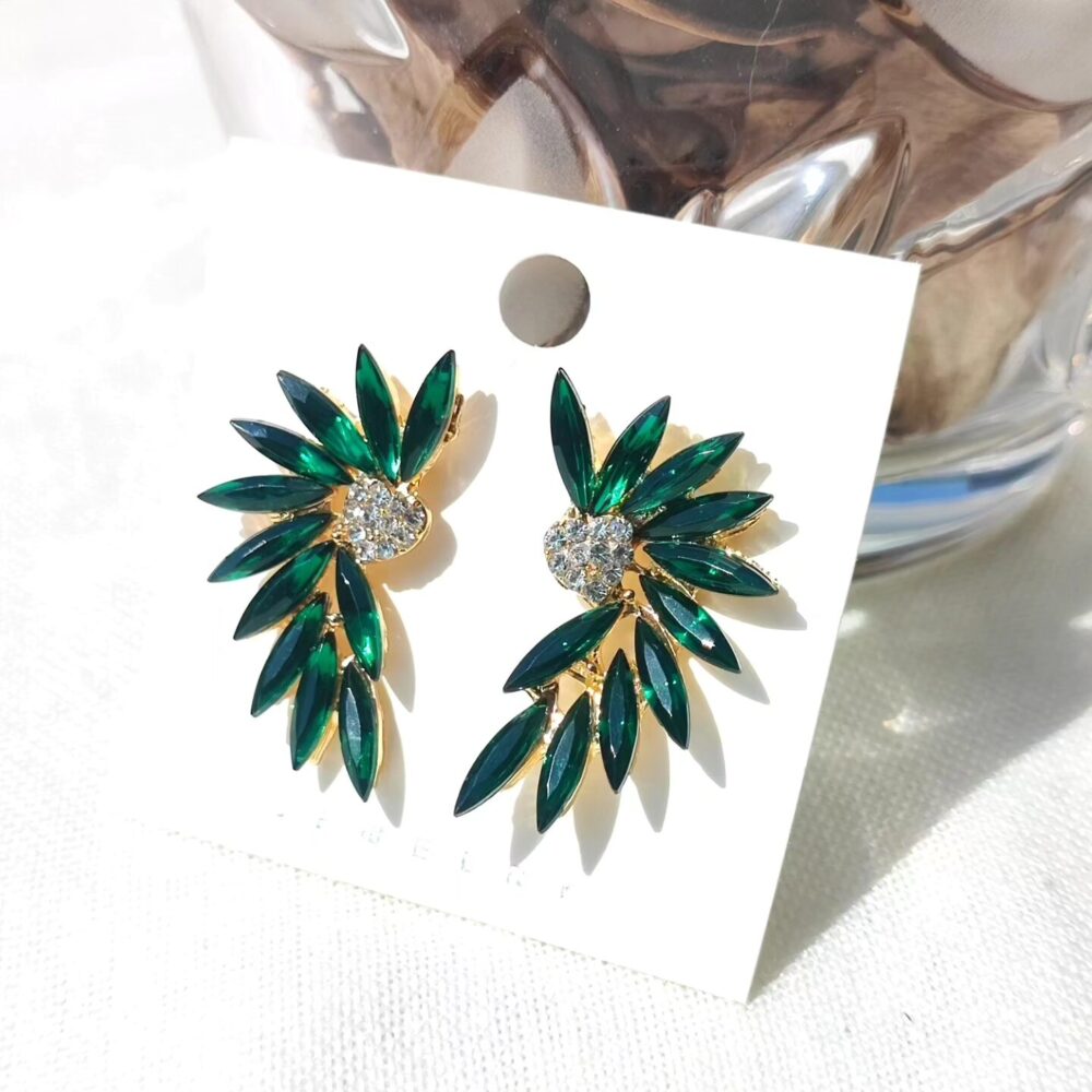 Green Crystal Peacock Earings