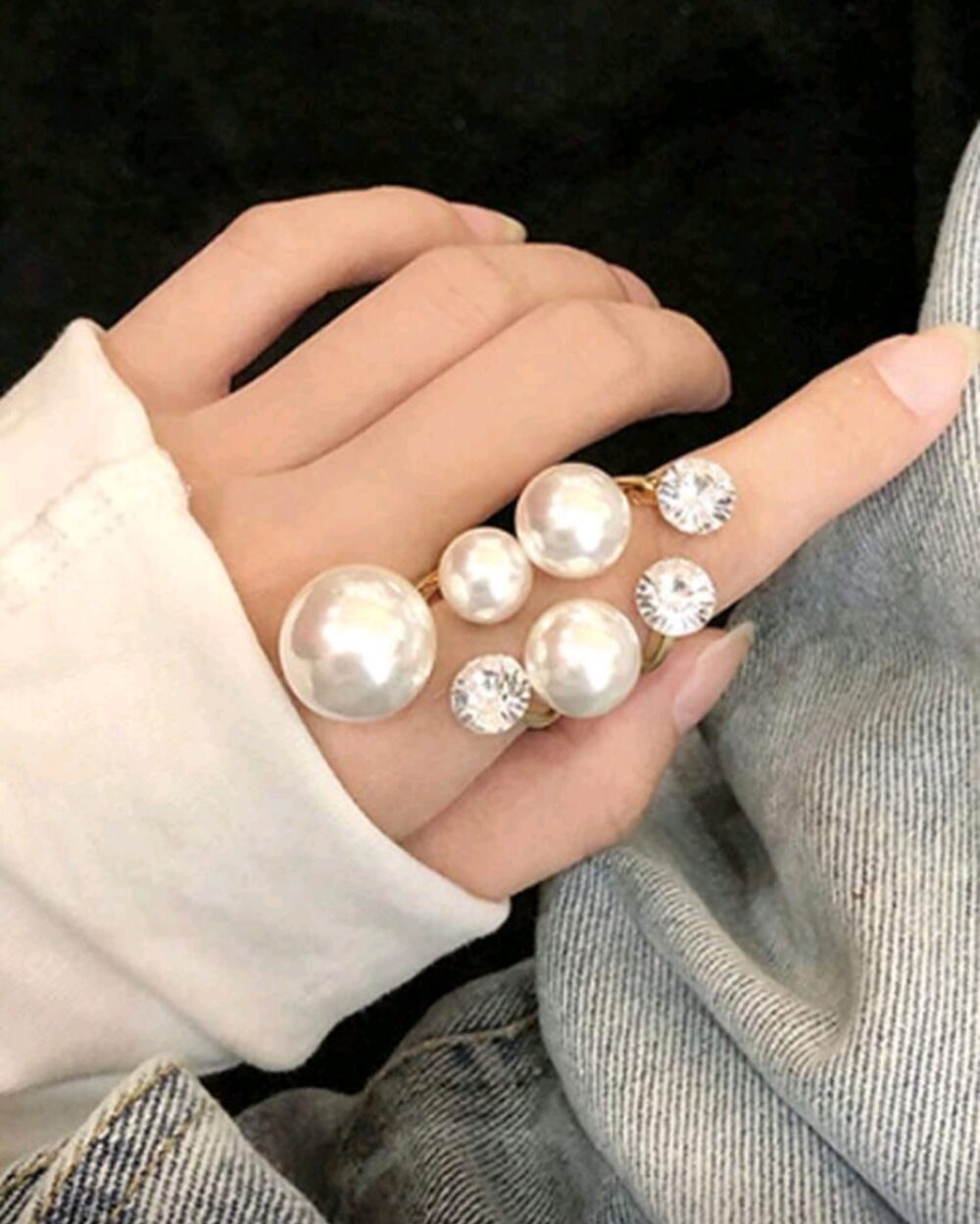 Adjustable Pearl Ring