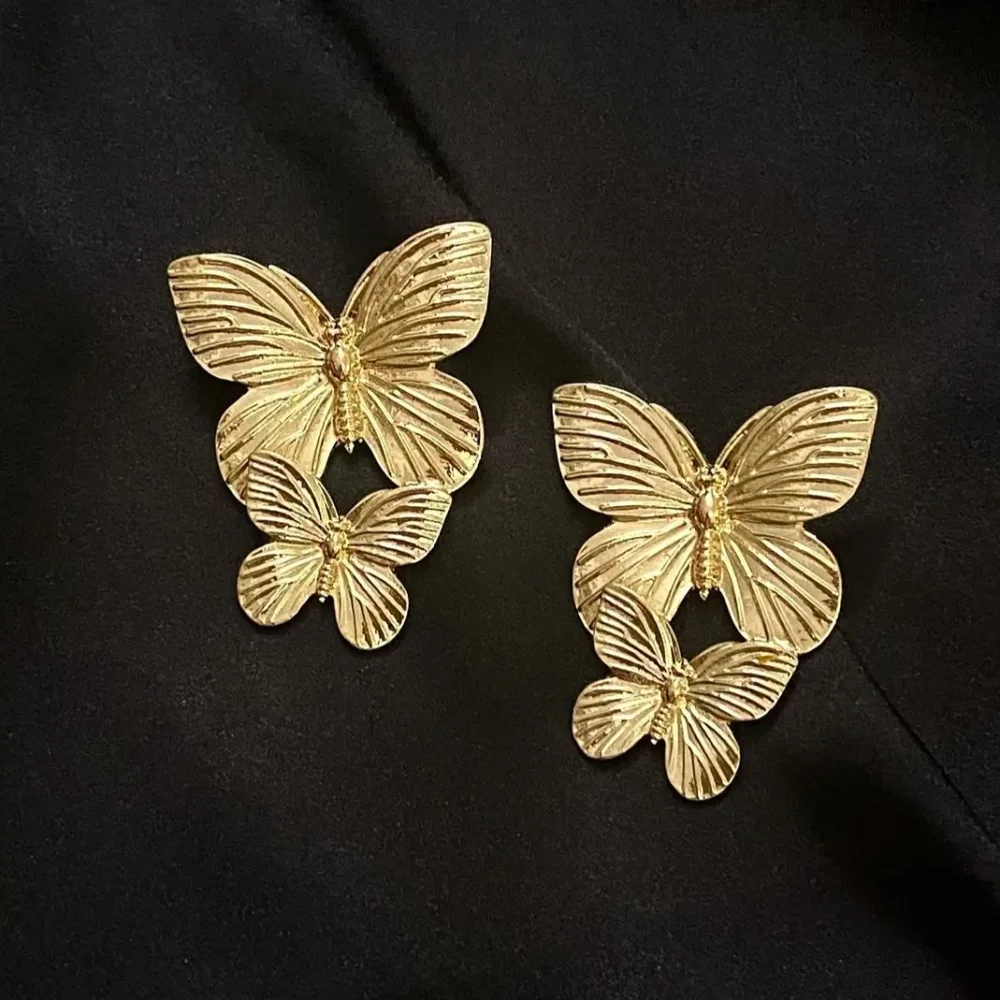 Golden Butterfly Studs
