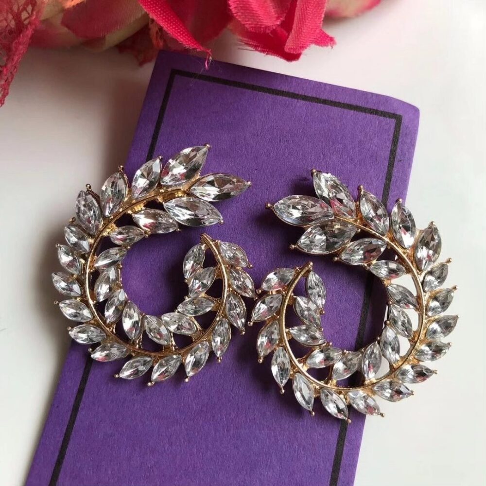 Silver Geometric Crystal Earings