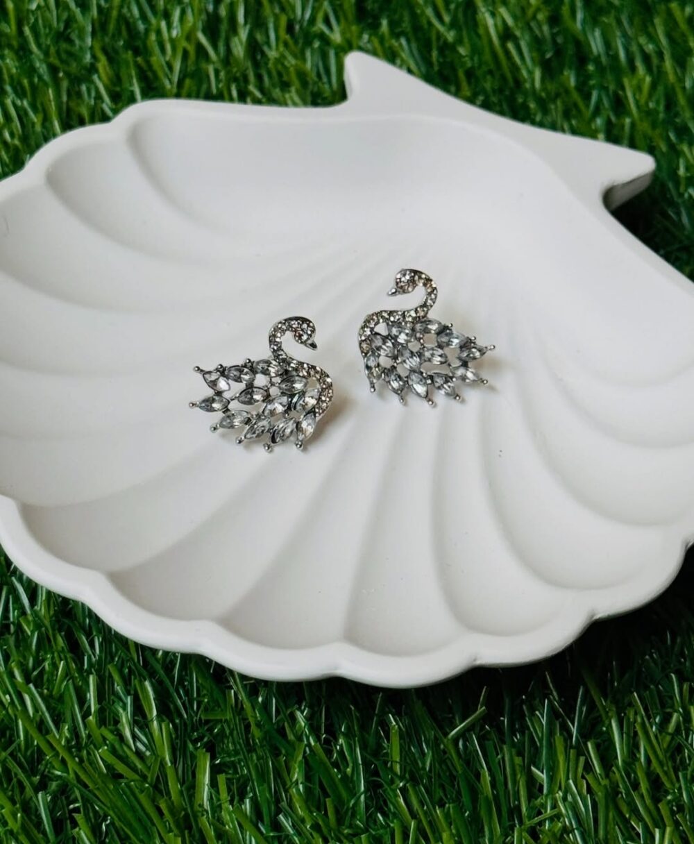 Silver Swan Studs