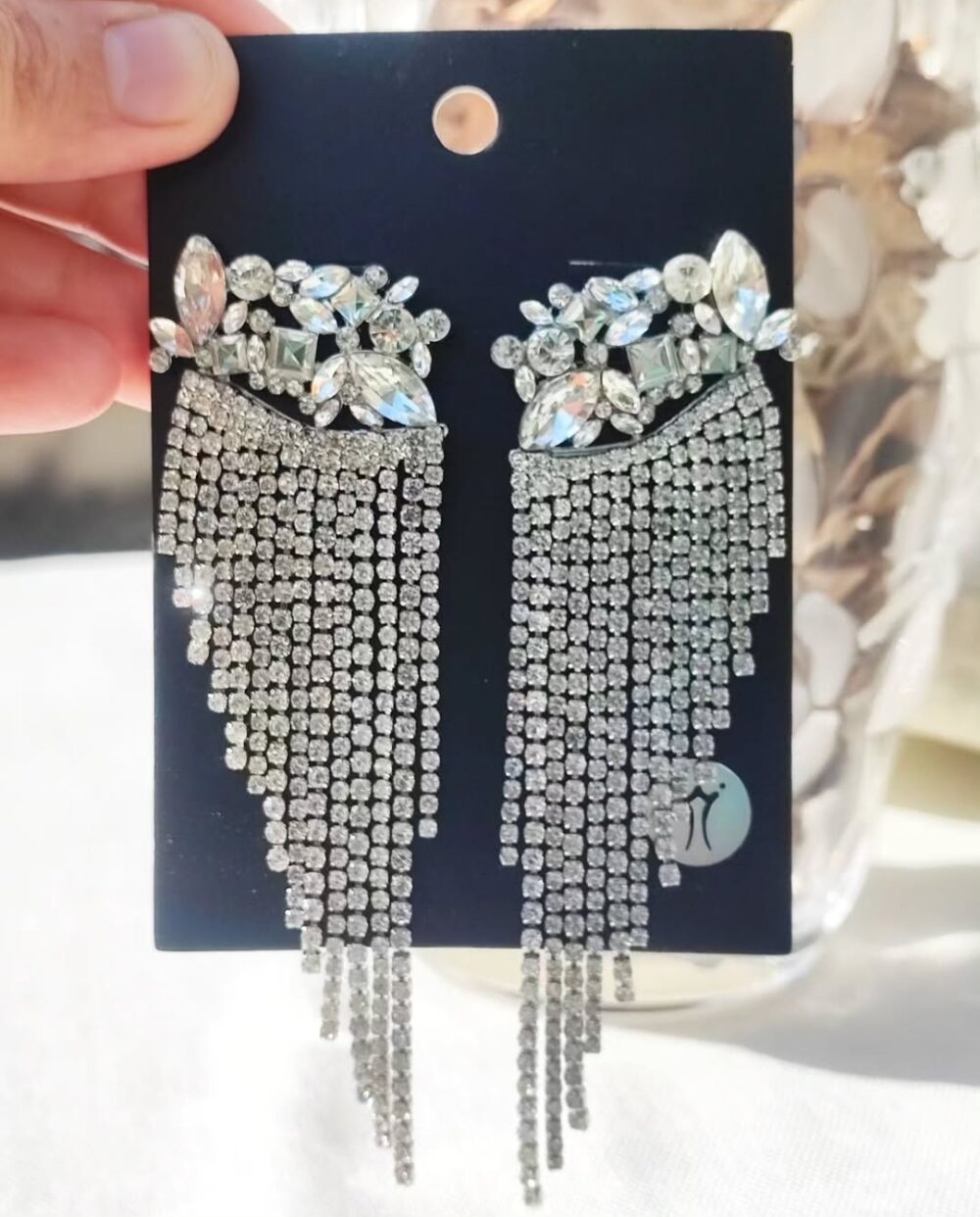 Silver Rugged Rhinestone Tassels