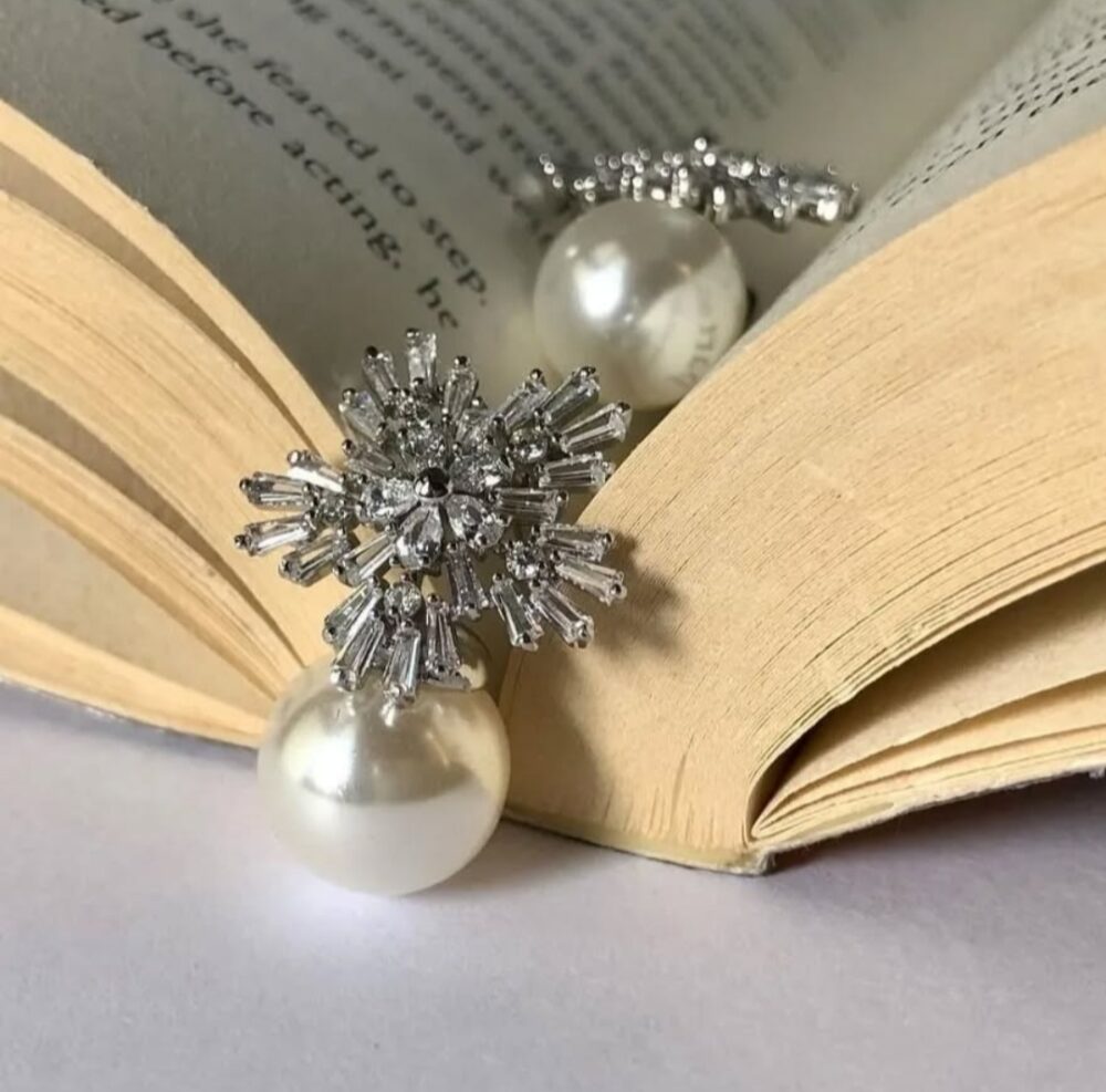 Pearl Zircon Flower Earings