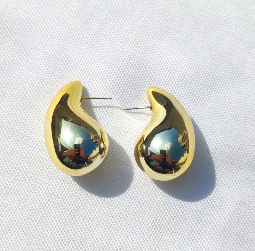 Small Golden Tear Drop Studs