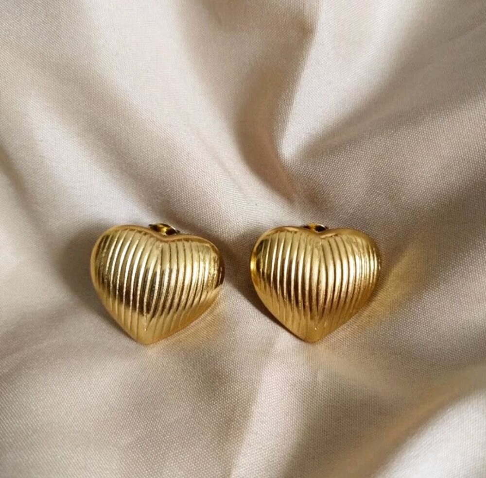 Heart Shaped Geometric Ear Studs