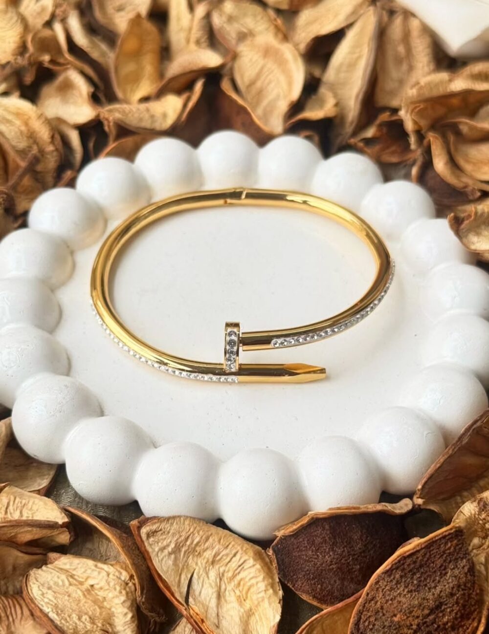 Golden Rhinestone Nail HandCuff