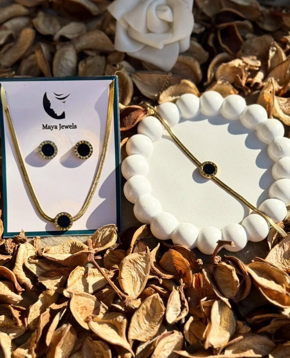 Snake Chain Pendant, Studs and Bracelet