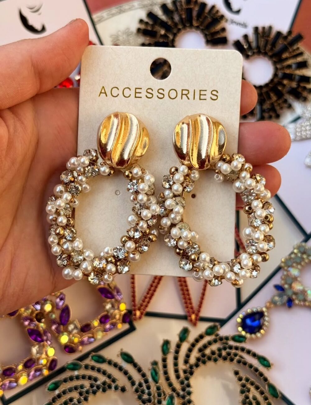 Pearl Embellished Statement Earings