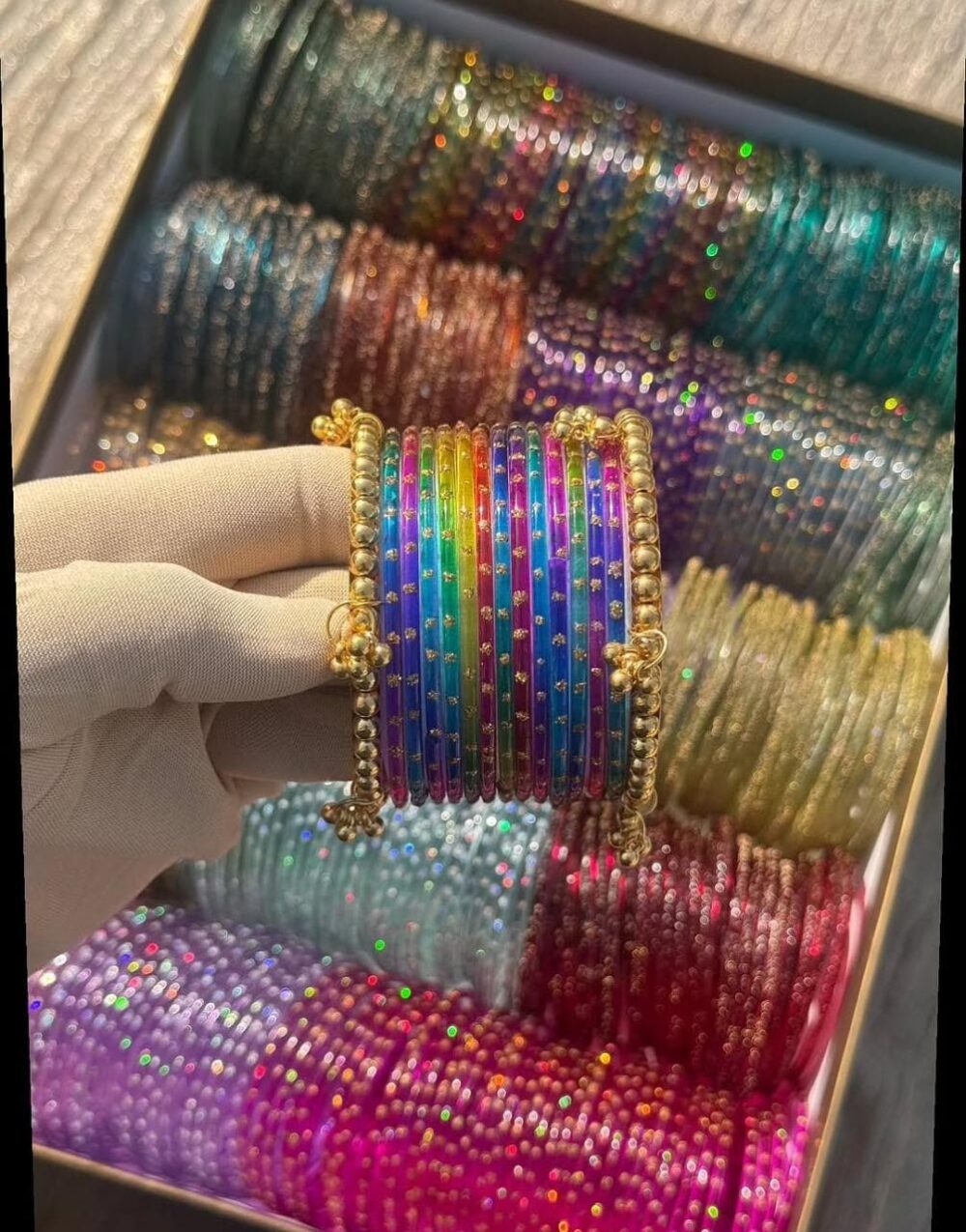 Multicolor RainDrop Kashmiri Ghongro Bangles