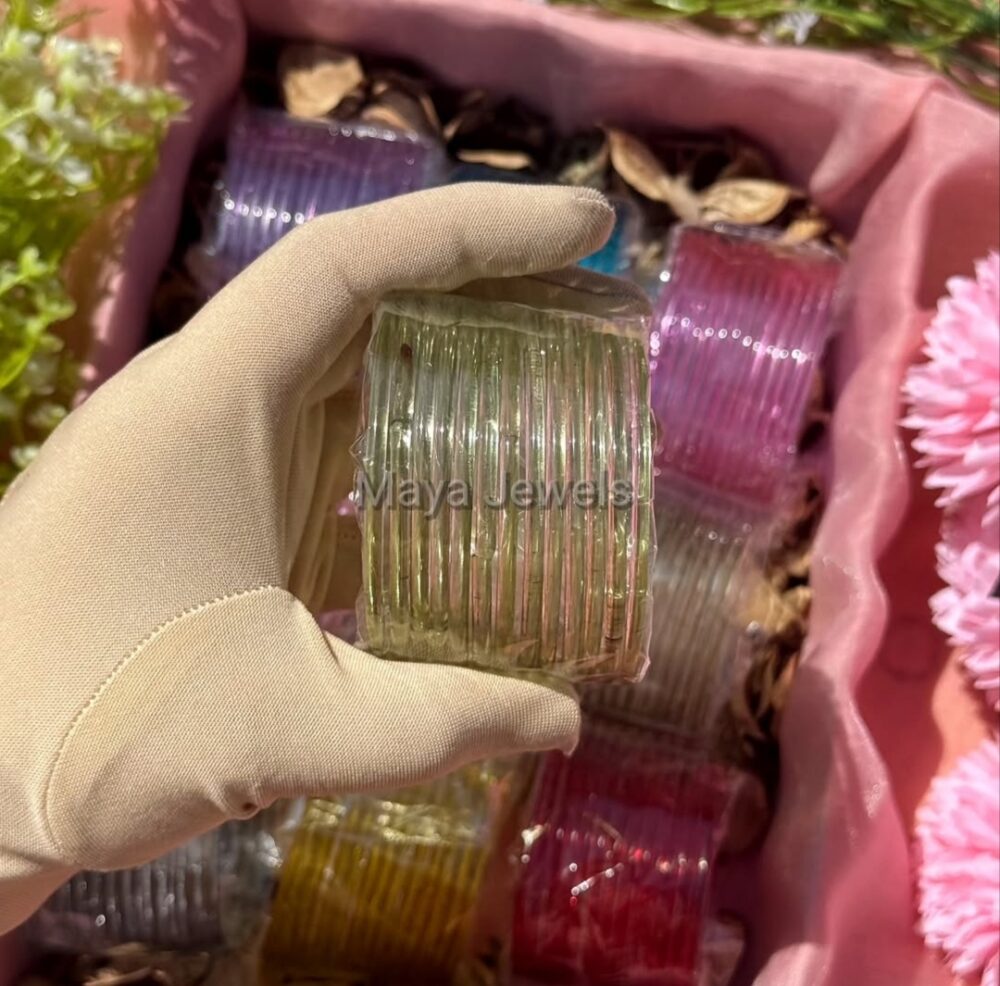 Pastel Green Glossy Jelly Bangles