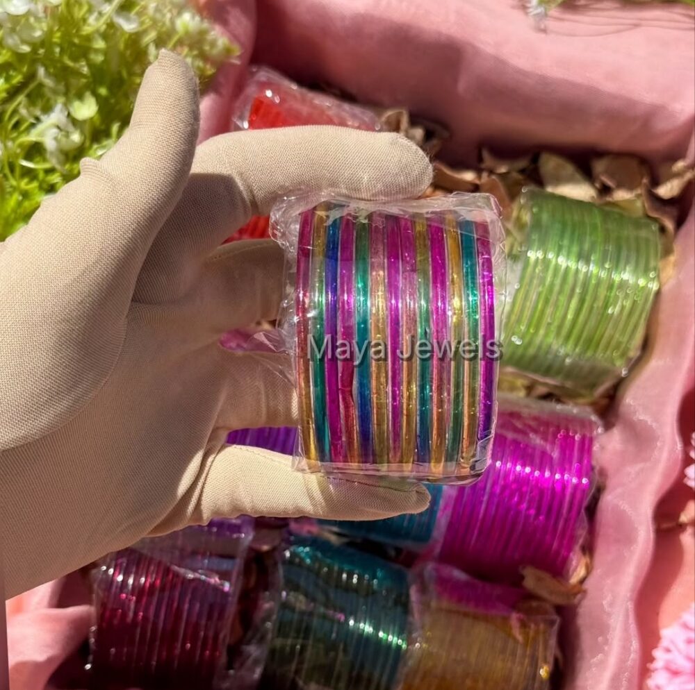 Dark Multicolor Glossy Jelly Bangles