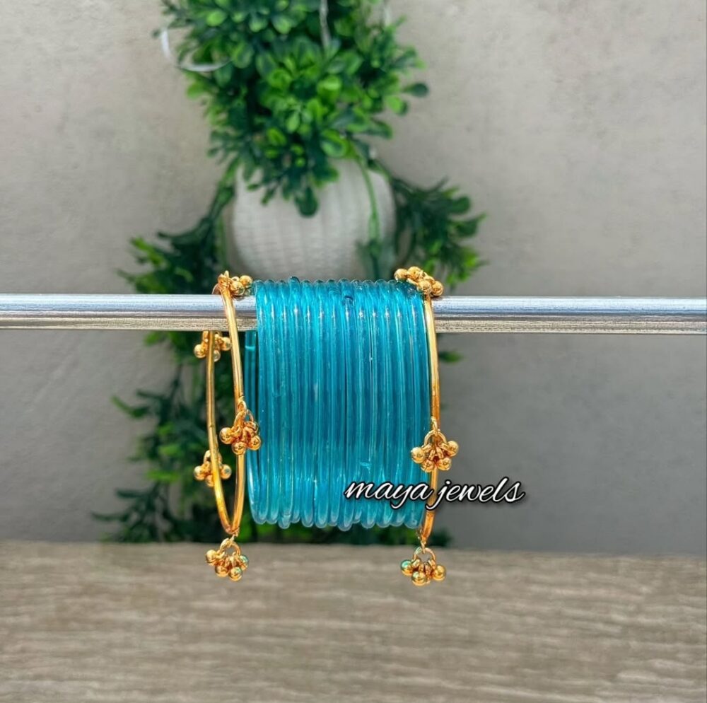 Blue Jelly Bangles Golden Ghongroo