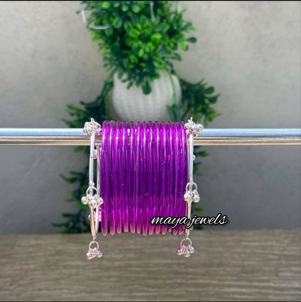 Purple Jelly Bangles Silver Ghongroo
