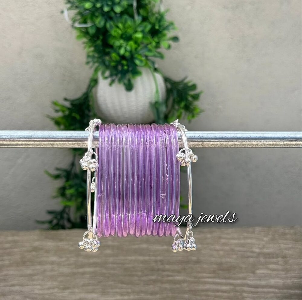 Lilac Jelly Bangles Silver Ghongroo