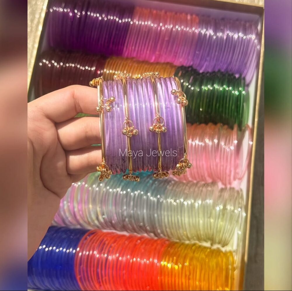 Lilac Jelly Bangles Golden Ghongroo