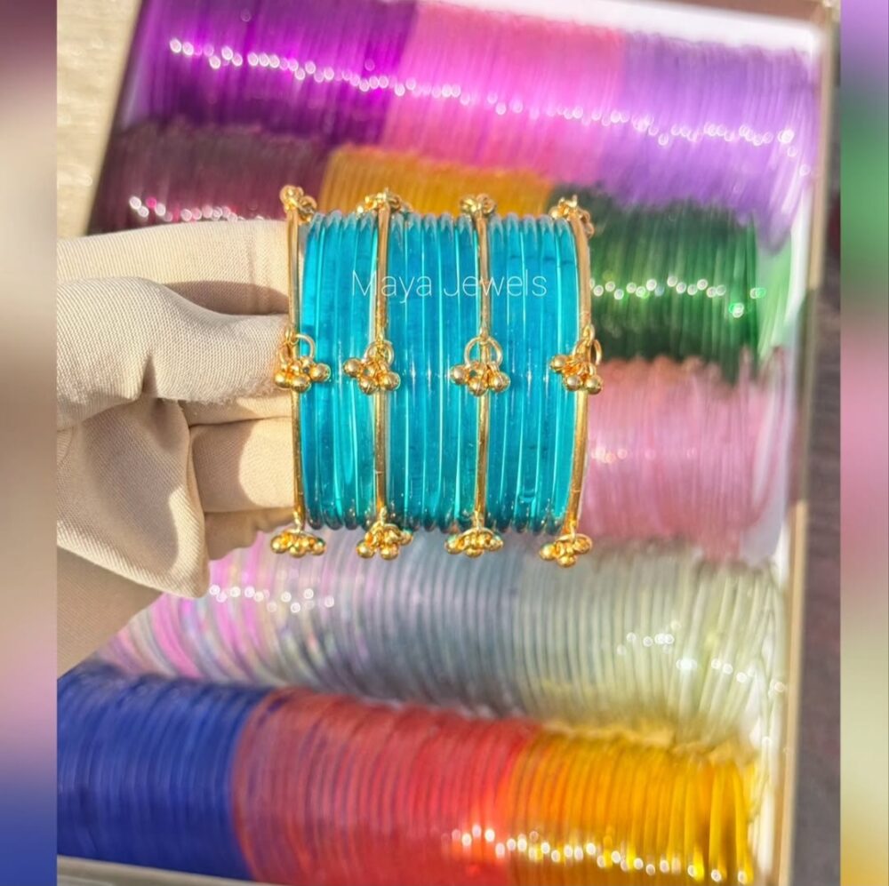 Blue Jelly Bangles Golden Ghongroo