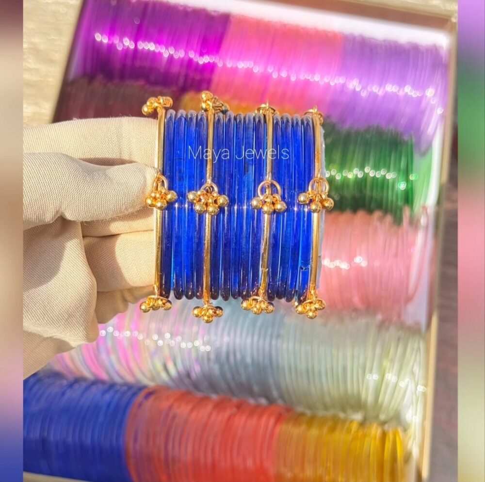 Dark Blue Jelly Bangles Golden Ghongroo