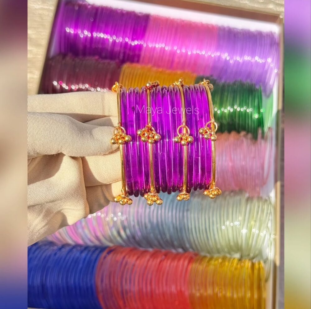 Purple Jelly Bangles Golden Ghongroo