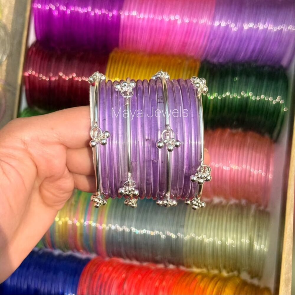 Lilac Jelly Bangles Silver Ghongroo